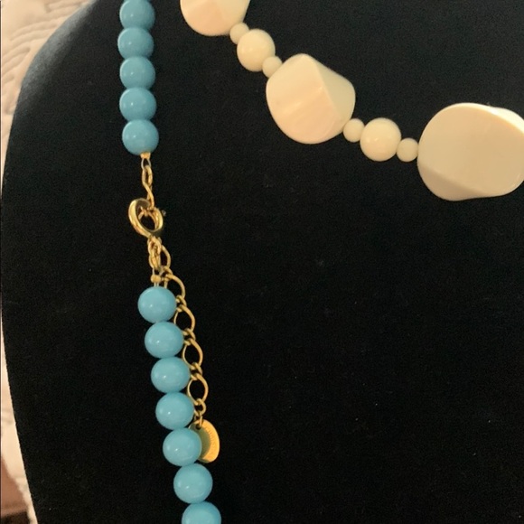 Blue and Gold Necklace with Turquoise Beads and Decorative Elements - Picture 6 of 11